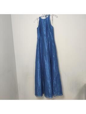 Lori Ann Montreal Blue Shimmery Formal Maxi Dress Size 8